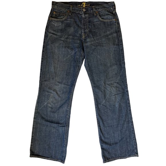 7 For All Mankind 'Relax' Mens Jeans Tag 31 Blue Straight Leg W31xL33 Denim - Picture 10 of 12